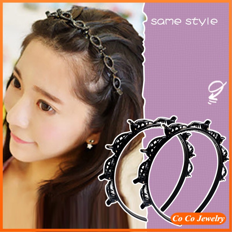 Women Hair Band Clip with Bangs Fixed Artifact Multi-layer Hollow Braided Hair Headband