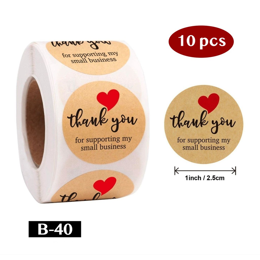 AliMaMa - STIKER THANK YOU 10 PCS - Sticker Terima Kasih Segel Olshop Online Shop Packaging Packing Souvenir Suvenir Import Murah Medan-B-40