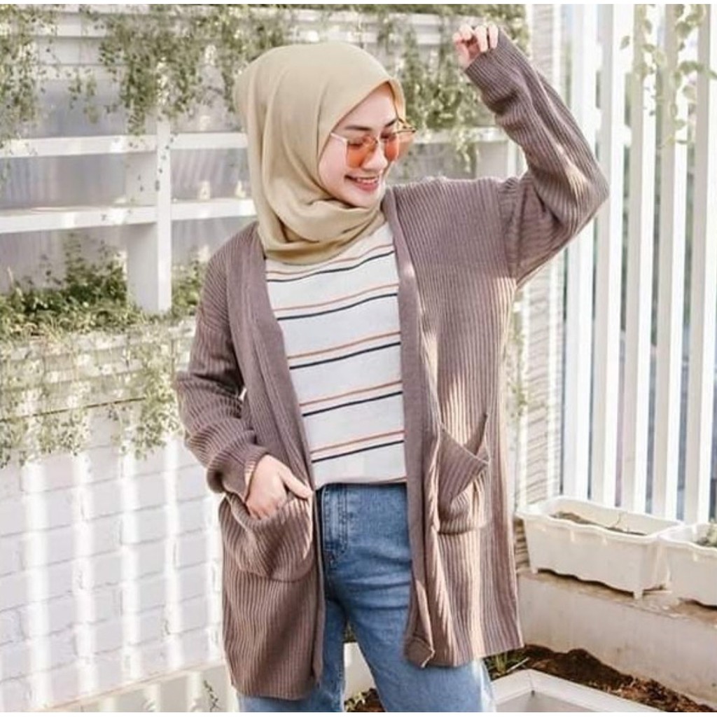 LONG CARDIGAN RAJUT PREMIUM OUTER LENGAN BALON KARDIGAN RAJUT JUMBO OVERSIZE/ EXORA LONGCARDY RAJUT