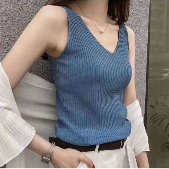 TankTop Wanita Polos Bahan Rajut Tengtop-1