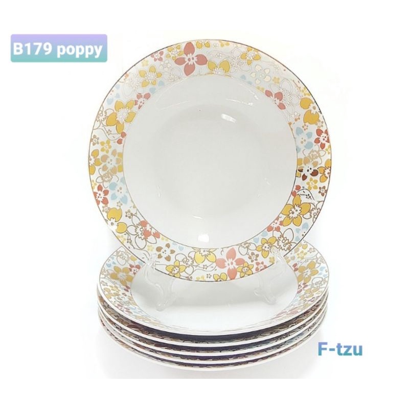 Piring makan 9 inch B179 motif poppy merek Vicenza