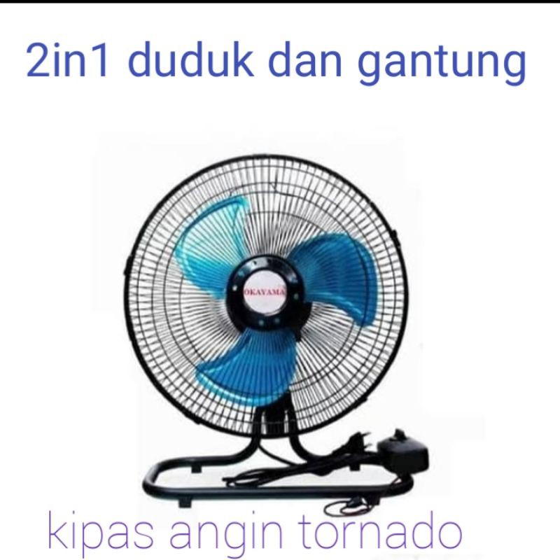 Kipas angin besi Tornado Okayama 10inch/12inch 2 fungsi dinding dan meja