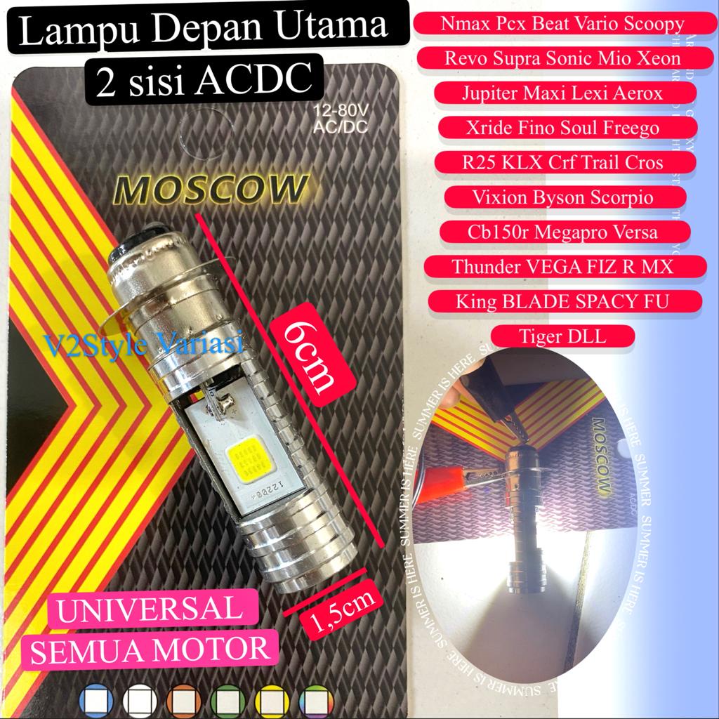 Led Lampu Depan Utama Motor Bohlam 2 Sisi AC / DC Bebek Matic  Putih Terang H6 12V - 80V Nmax Pcx Beat Vario Scoopy Revo Supra Sonic Mio Xeon Jupiter Maxi Lexi Aerox Xride Fino Soul Freego  R25 KLX Crf Trail Cros Vixion Byson Scorpio Cb150r Megapro Versa