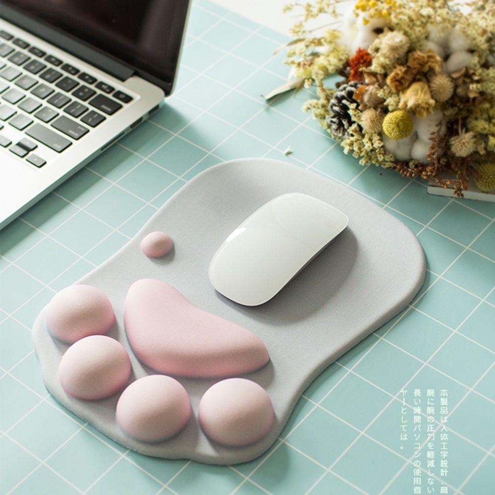 Mouse Pad Bentuk Telapak Kaki Kucing Lucu Bahan Silikon Lembut