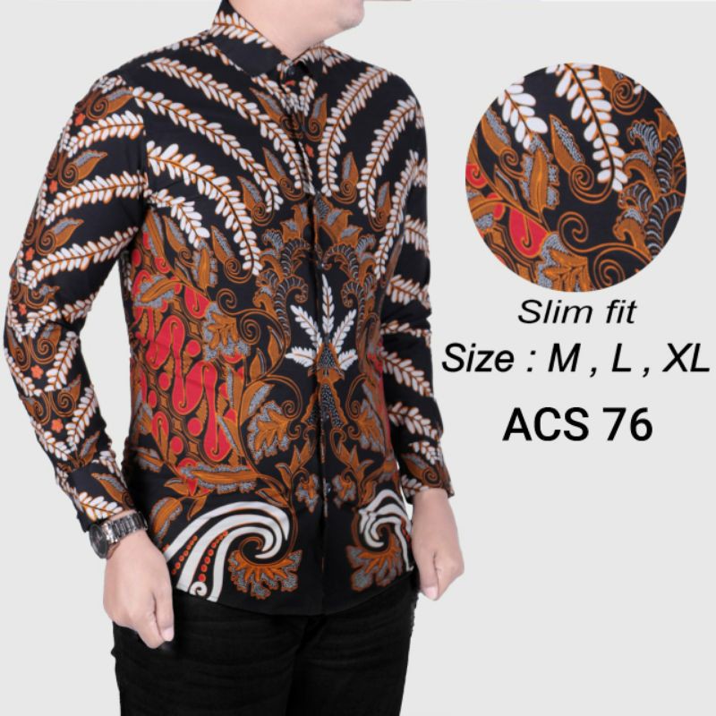 BAJU KEMEJA BATIK PRIA SLIM FIT LENGAN PANJANG BEST SELLER COLINDION ACS66