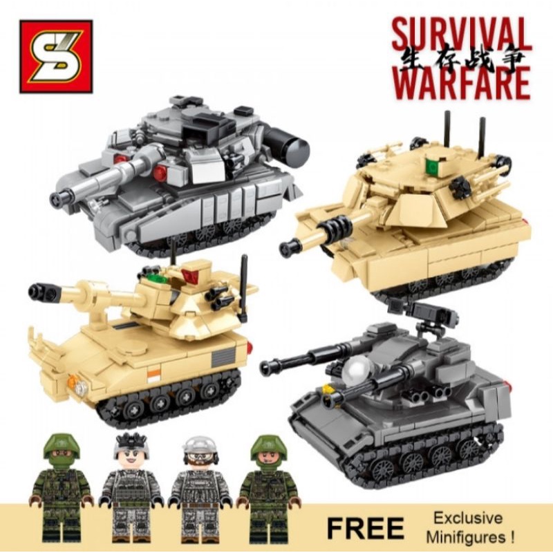 Brick SY 0106 - Survival Warfare Mini Tank (1 Set Isi 4)