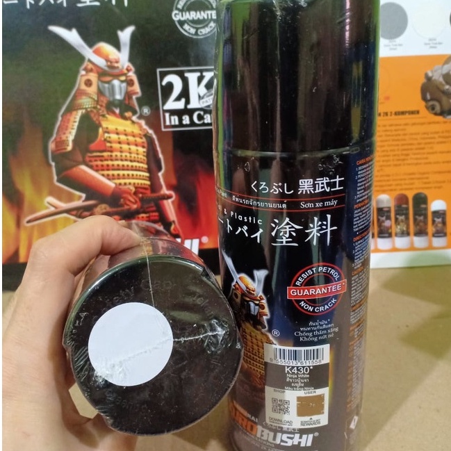 New Samurai Paint Kurobushi Cat Semprot Pilox Pilok Putih Metalik Ninja White (K430*) 400ml