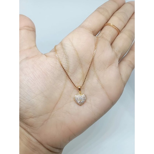 KALUNG PERAK ASLI 925 LAPIS EMAS/KALUNG SANTA+ LIONTIN LOVE/KALUNG ASLI SILVER/KALUNG FASHION WANITA