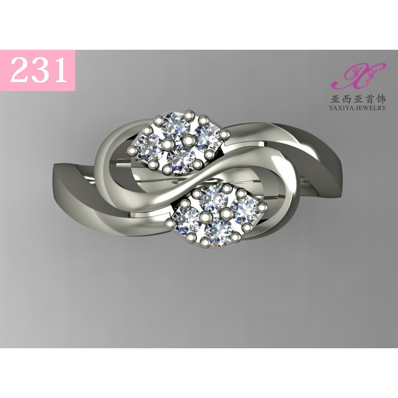 

Cincin Emas Putih Zircon Perhiasan Lapis Emas 18K Yaxiya Jewelry 231