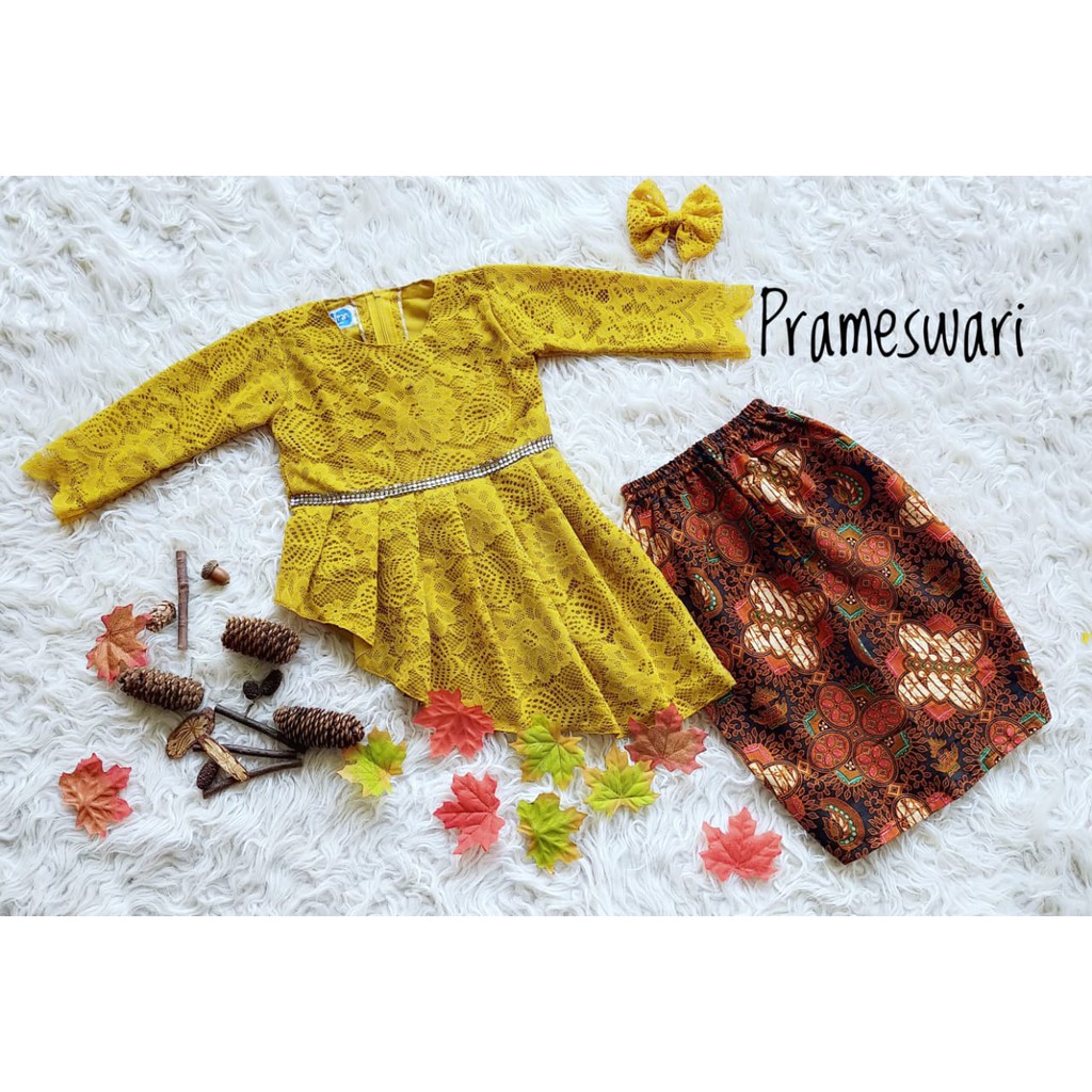 Baju Kebaya Anak Prameswari Size 8-10 Tahun Warna Gold (ReadyStock)