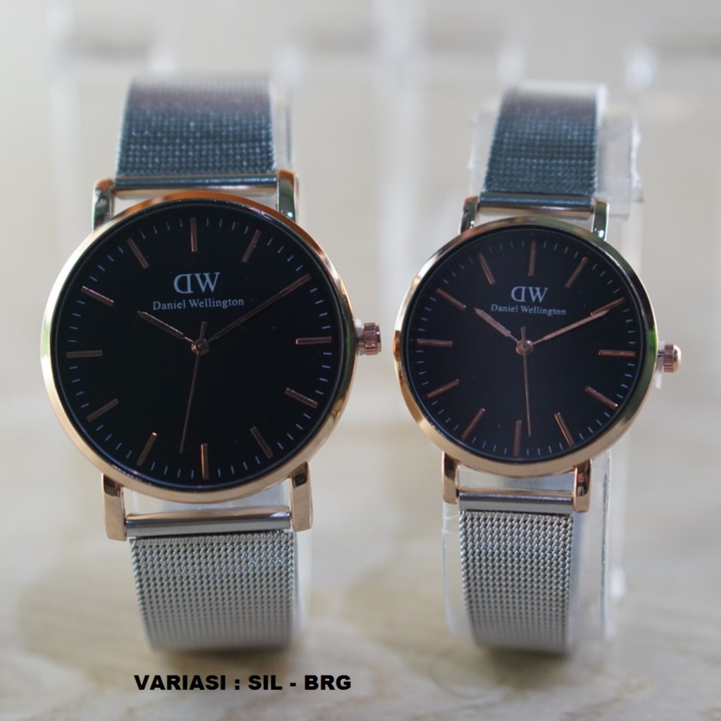 BAJ JAM TANGAN COUPLE DW RANTAI PASIR SILVER PLAT PUTIH / ( 5 WARNA ) JAM TANGAN MURAH / DW019