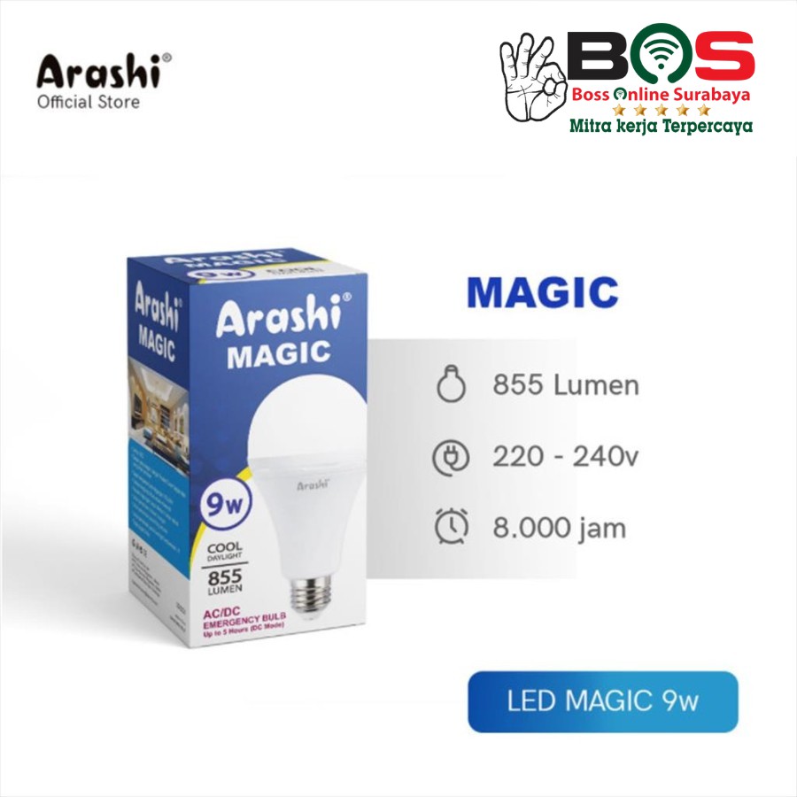 Lampu Bohlam LED Arashi Magic Lampu Arashi Bulb 9W 12W 18W Lampu Emergency