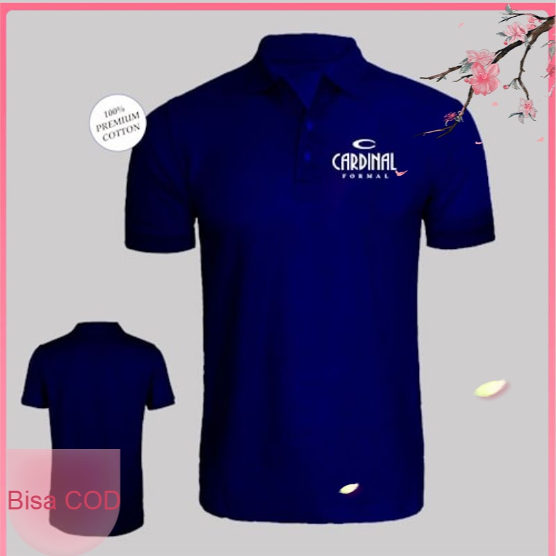 Kaos Pria Polos Baju Kerah Logo CARDINAL Formal Putih Super Premium