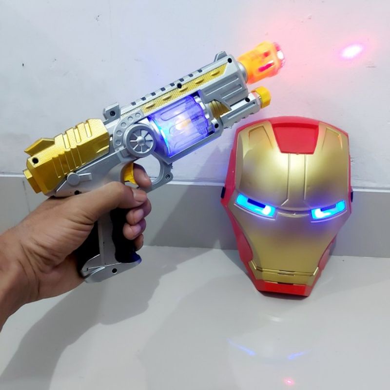 Mainan Set Topeng &amp; Tembakan Ironman - Paket Cosplay Avengers Anak