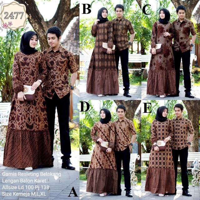 BG - Batik couple gamis 2477 variasi seragaman pakaian kerja kantor kondangan murah