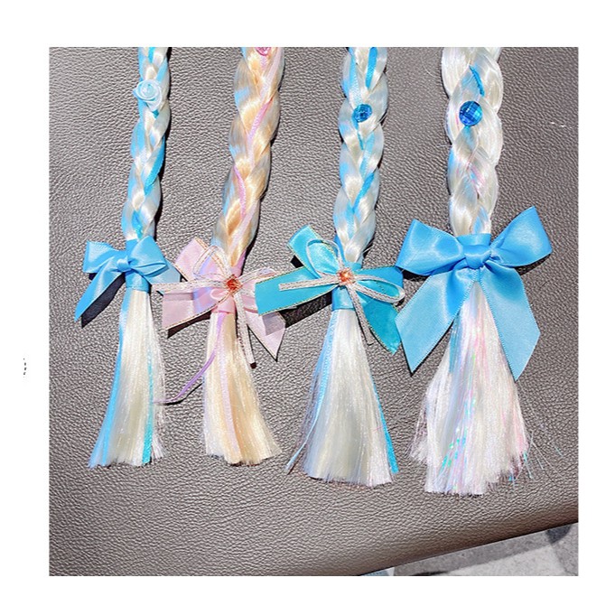 Bando Anak Rambut Wig Kepang Style Princess Frozen
