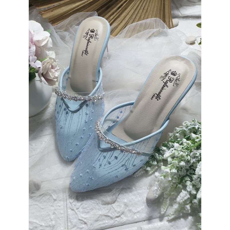 sepatu azwa babyblue 7cm kaca