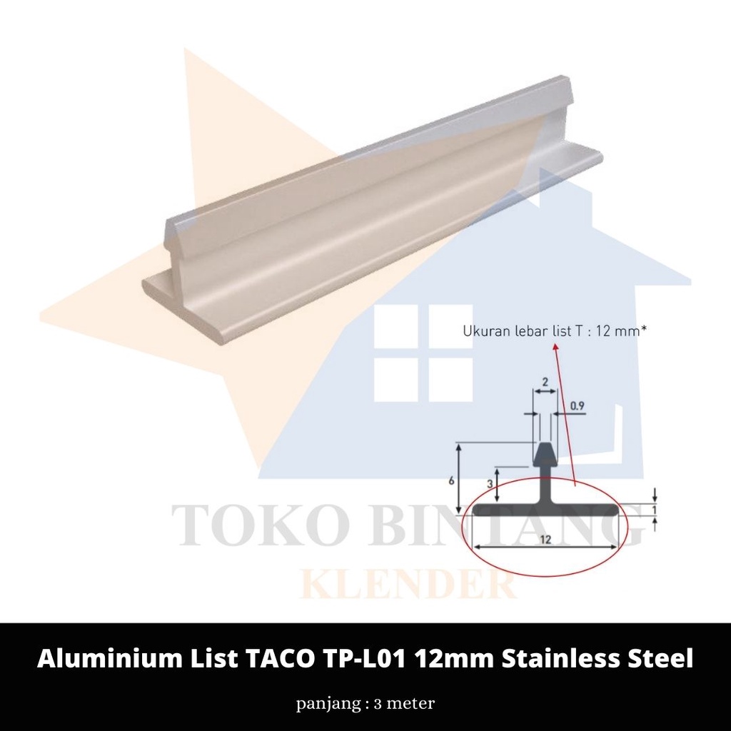 Aluminium List TACO TP-L01 12mm Stainless Steel