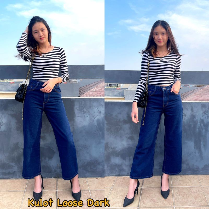 MDLV ~ Celana Jeans Kulot Loose Celana Jeans Panjang Wanita Celana Jeans Good Quality Fashion Wanita