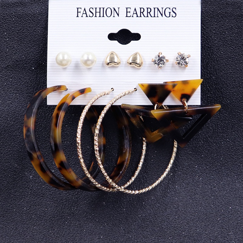 6 Pcs / Set Anting Tusuk Wanita Geometri Fashion Earrings Gaya Bohemian