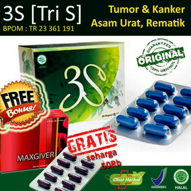 obat herbal asam urat - 3S isi 30 kapsul