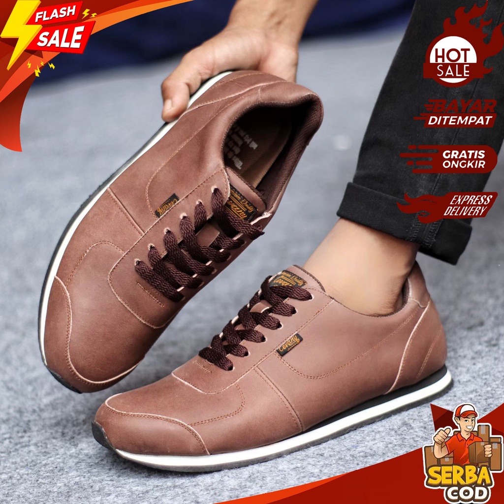 MRLY 033 - Sneakers Pria Casual Flat Ori Original Kulit Asli 100 % Premium - Sepatu Sneaker Kasual S