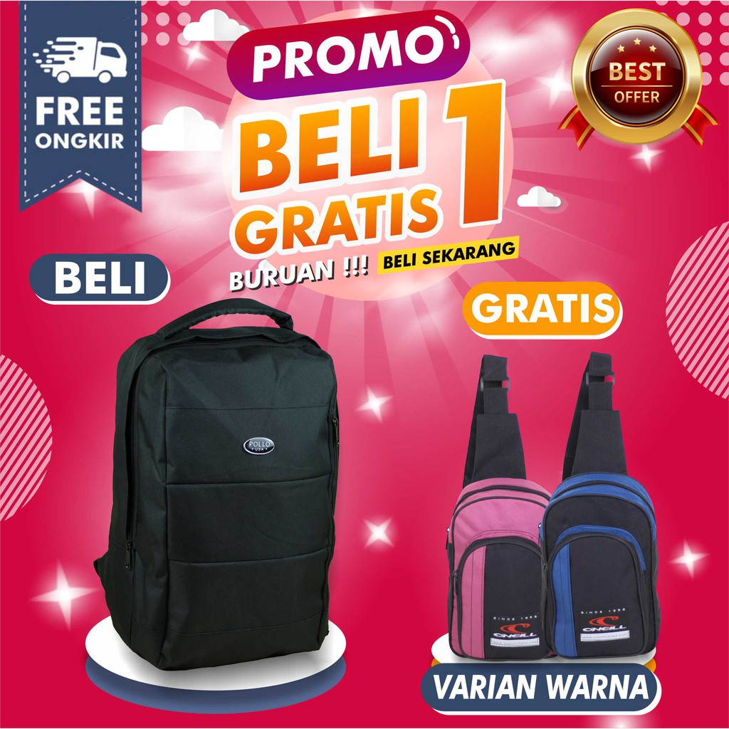 BELI 1 GRATIS 1 RANSEL PRIA TAS SEKOLAH SD SMP SMA KEREN MURAH BARU AWET FREE SELEMPANG PRIA KEREN