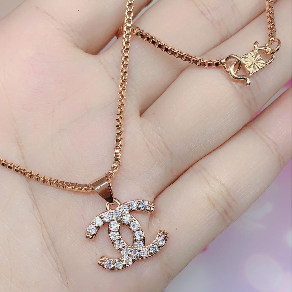 Kalung Xuping Gold Perhiasan Fashion Wanita liontin Permata Silang *08