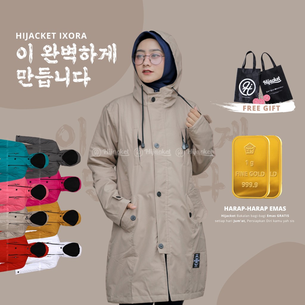 HIJACKET IXORA FASHION HIJAB MUSIM DINGIN - JAKET PREMIUM BAHAN TEBAL WATERPROOF TAHAN AIR HUJAN-1