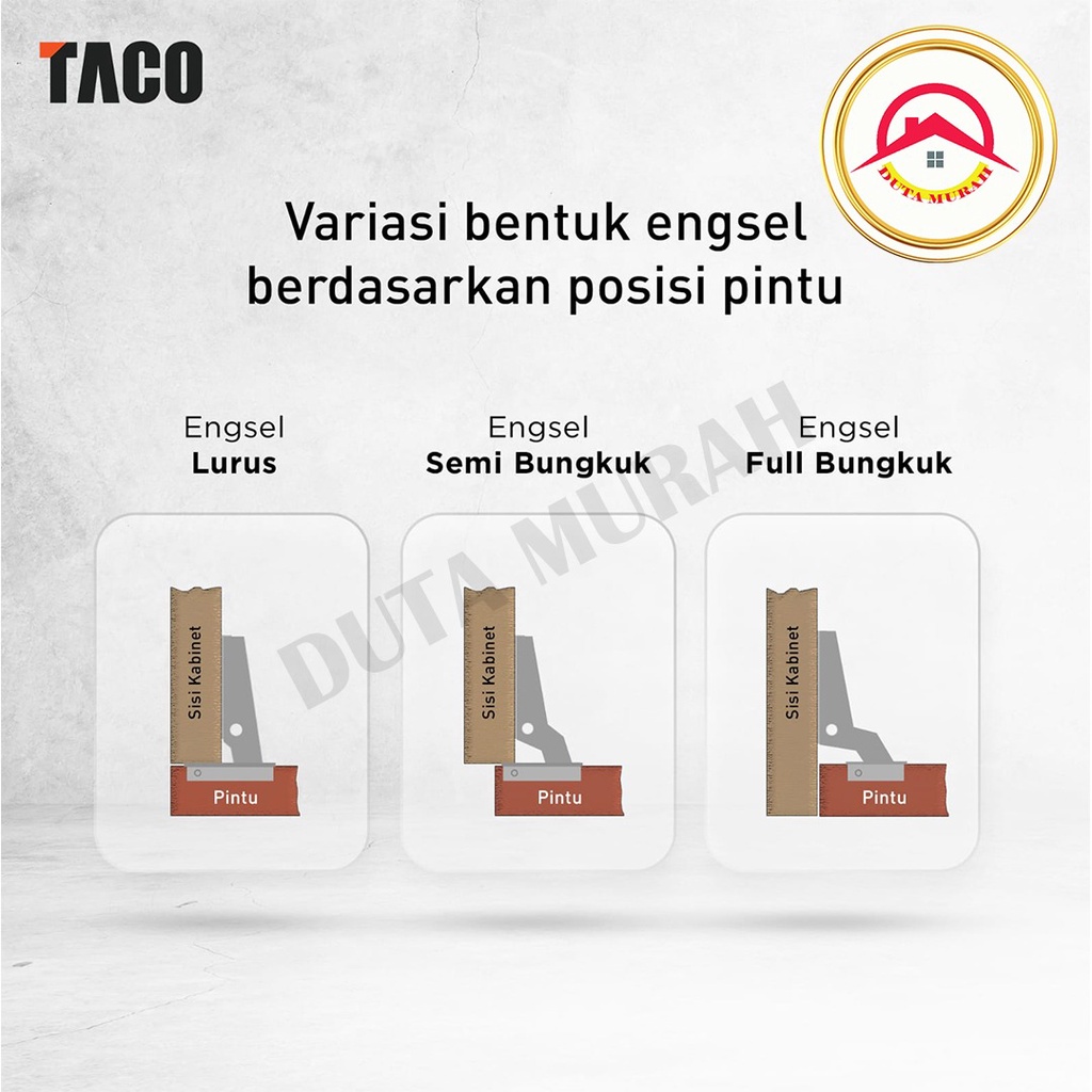 Engsel TACO Slow Motion ET-01 Hydraulic Hinge isi 1 set (2 pcs).