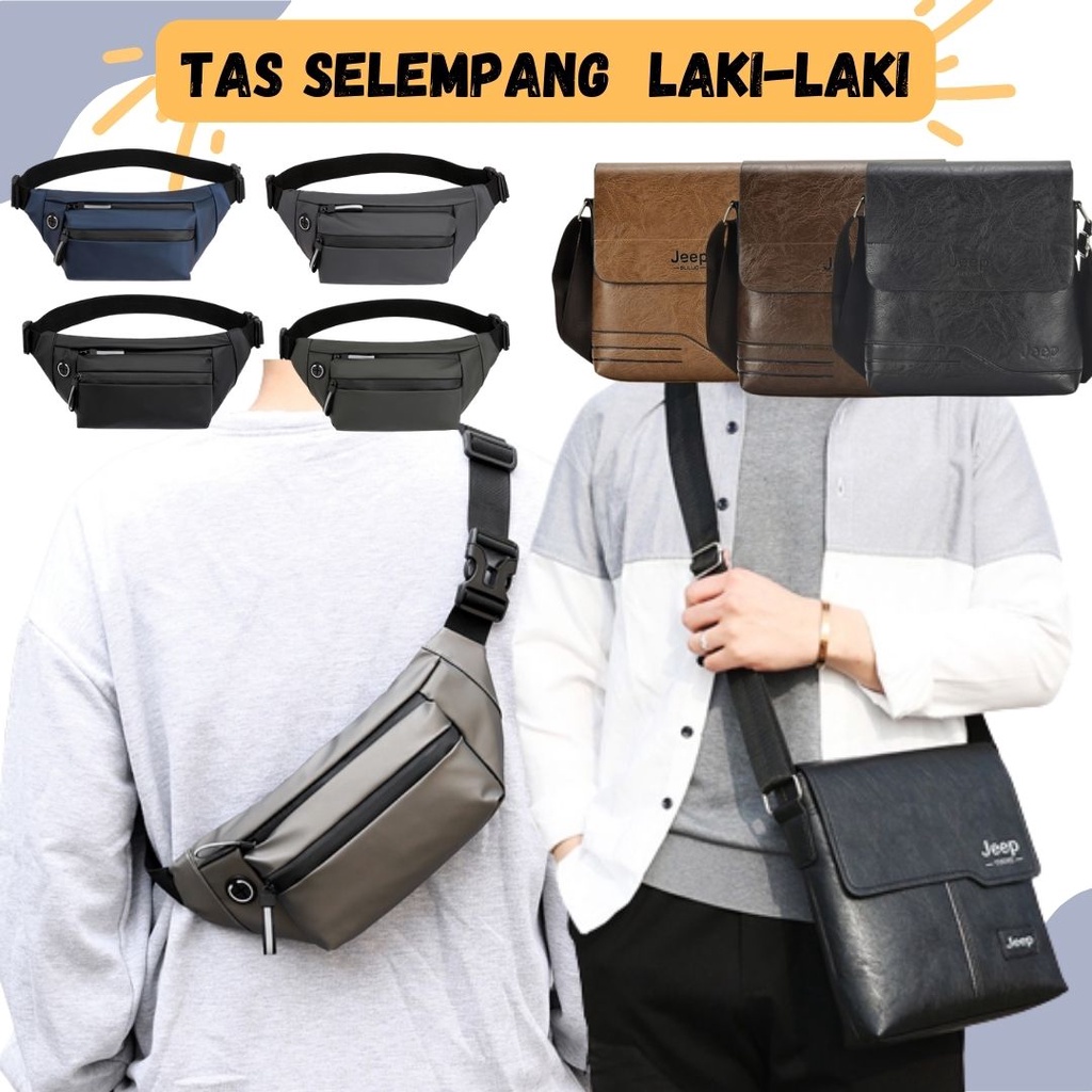 Tas Selempang Pria Import Hong Yun da Tas Pinggang Waistbag Waterproof Tas Selempang Pria Kulit