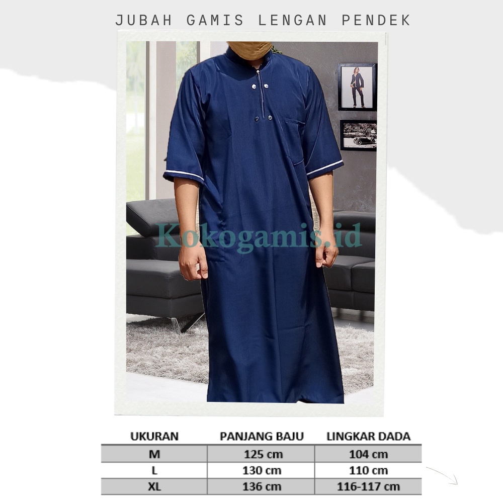 Jubah Arab Pria Jubah Gamis Lengan Pendek Jubah Dewasa Size M, L, XL