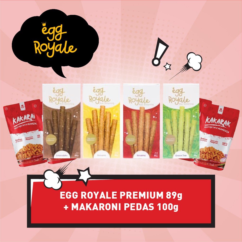 Egg Royale 89gr Bonus Makaroni Spiral Pedas Salted Egg Cokelat Matcha Balado BBQ