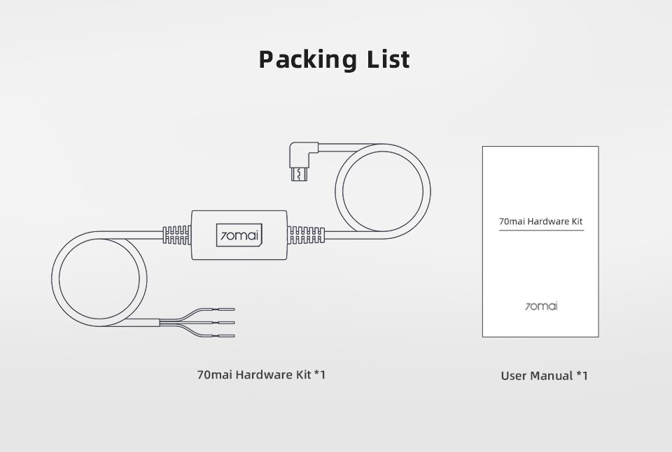 70mai Kabel Monitor Parkir 70mai 4K A800, WIDE, PRO 70mai Hardwire Kit Untuk Parkir Mobil 24H