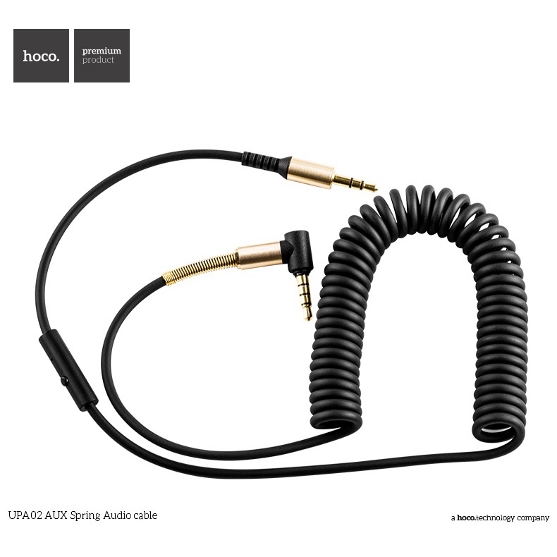 gs8 hoco upa02 spring aux flexible cable 3.5mm 2 meter with mic - black Or-i