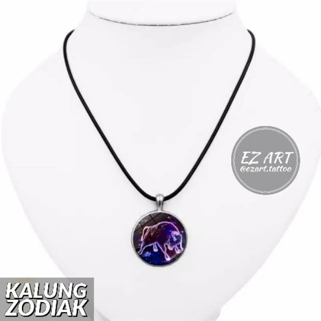 KALUNG ZODIAK 12 ZODIAC HOROSCOPE KONSTELASI LIONTIN TALI KULIT PREMIUM QUALITY