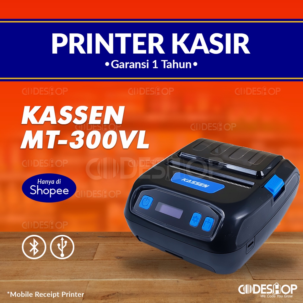 KASSEN MT-300VL Printer Bluetooth Mini untuk Label dan Kertas