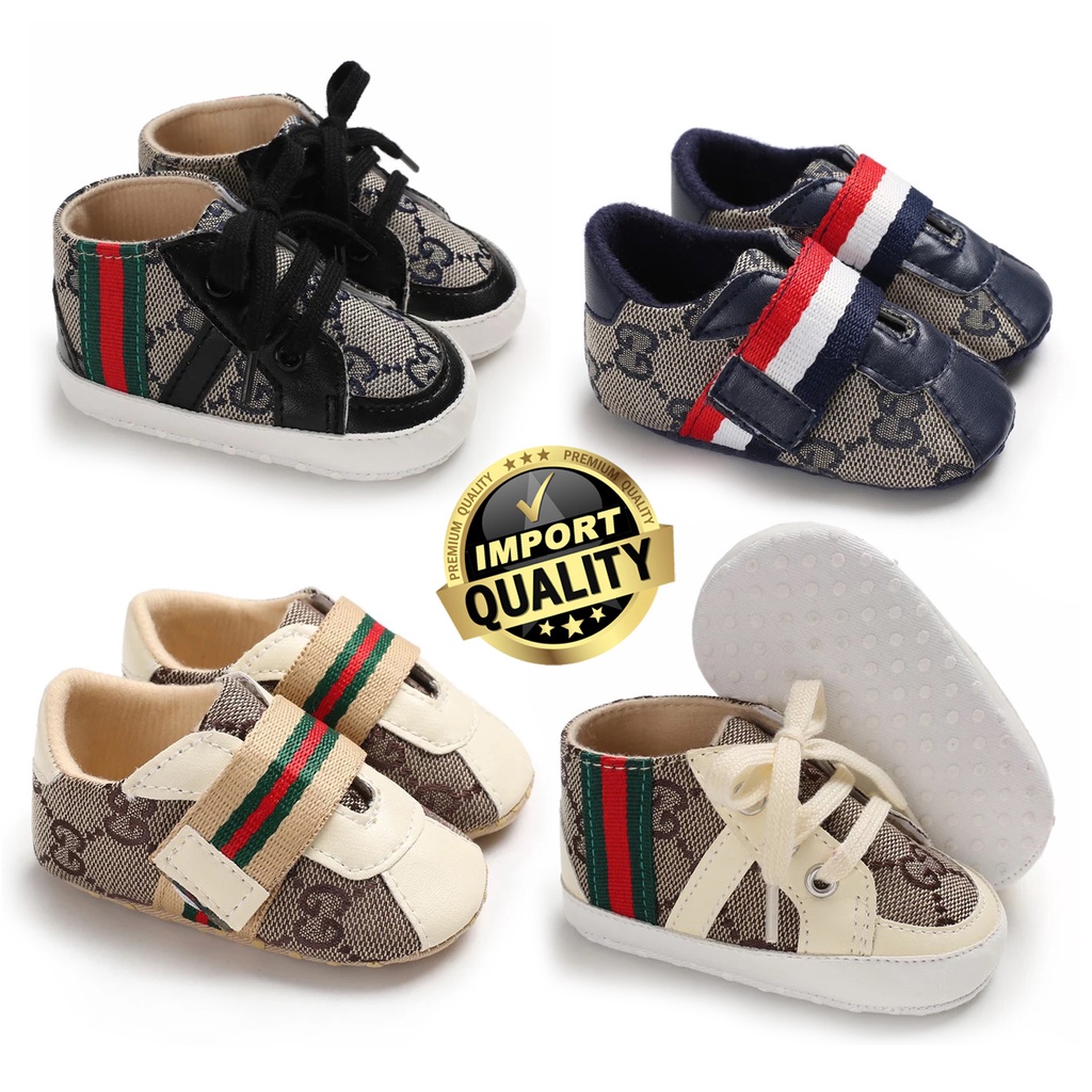 Sepatu Bayi Perempuan Laki Laki Import Premium Sepatu Baby Fashion Motif Gucci Sepatu Prewalker Anak Bayi Kualitas Premium Import Usia 0 - 18 Bulan