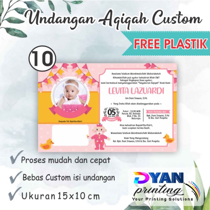 UNDANGAN AQIQAH BAYI CUSTOM FREE PLASTIK