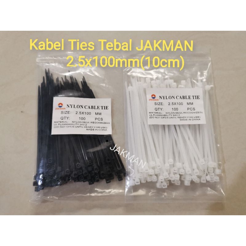 Kabel Ties JAKMAN 10cm/15cm Putih/Hitam isi100pc/pak/ pengikat kabel