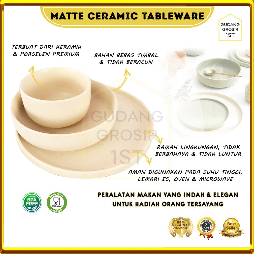 Mangkok Piring Keramik Elegan Berkualitas Matte Ceramic Tableware