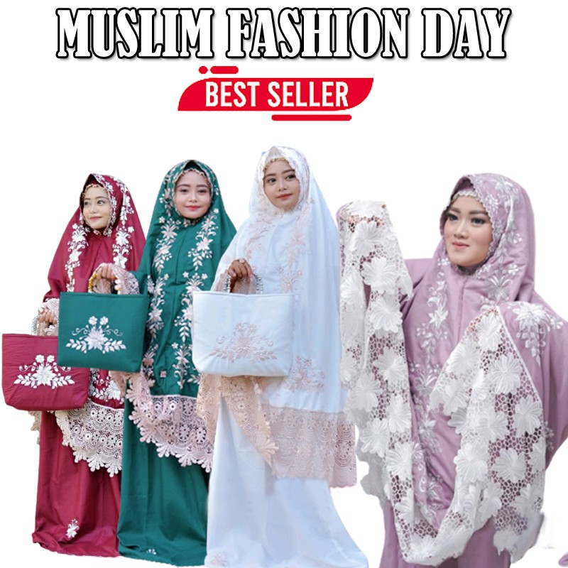 Mukena Dewasa Supersilk Mukenah Jumbo Full Renda Bordir Mukena Khadijah Jumbo Wanita Dewasa Renda