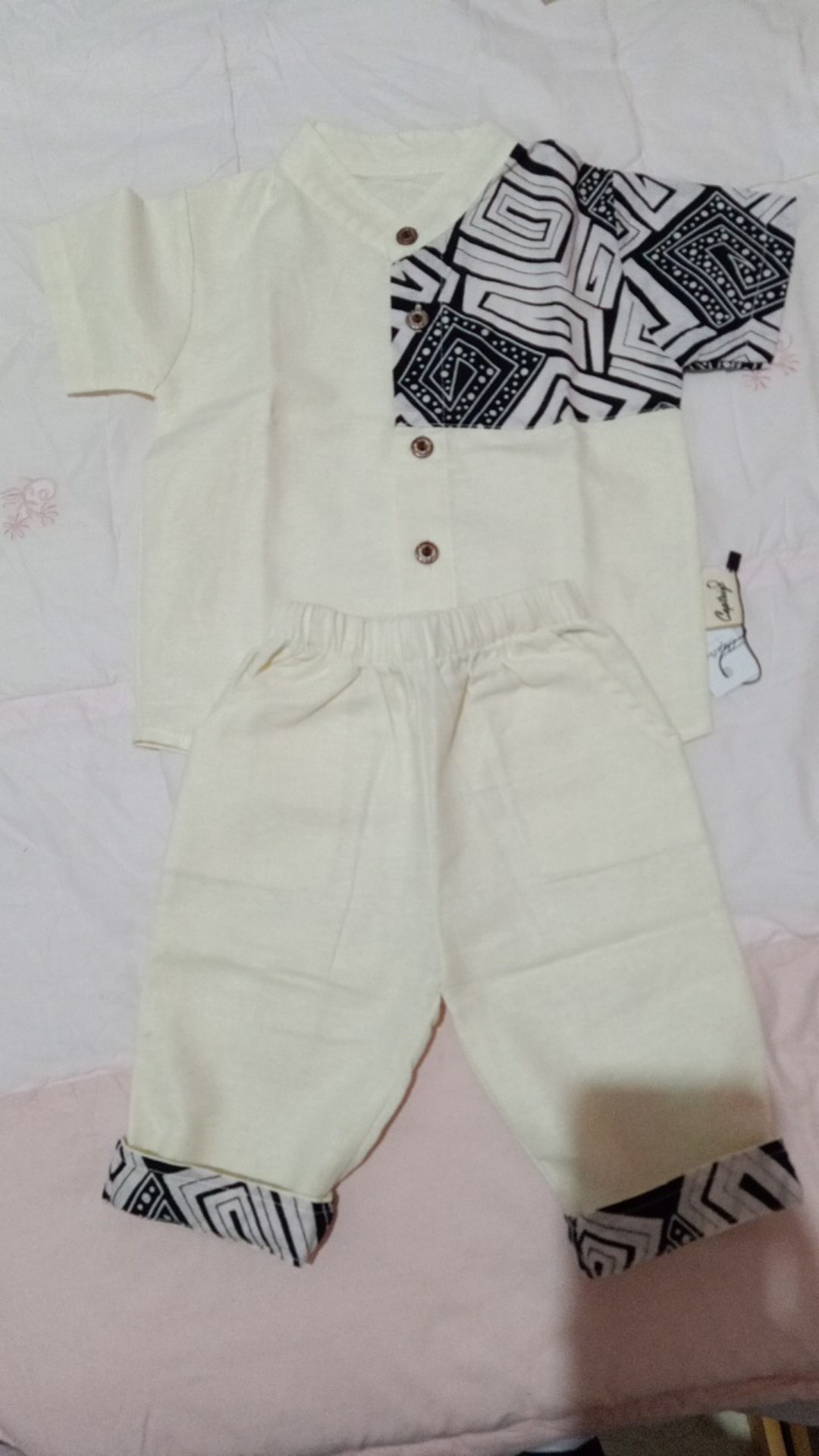 Kemeja Koko Bayi Anak/kurta Bayi Anak/kemeja Koko Kombinasi Batik Bayi Anak Bahan Linen Rami Grade A