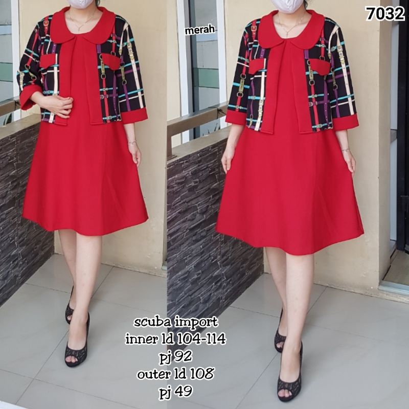 Dress scuba bangkok jumbo free blazer dress rompi ke gereja baju natal TN 70322
