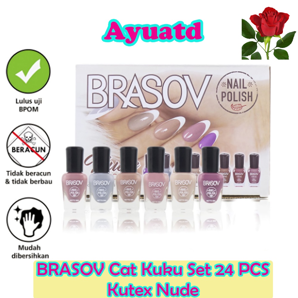 BRASOV Cat Kuku Aneka Warna Nude Set 24 PCS