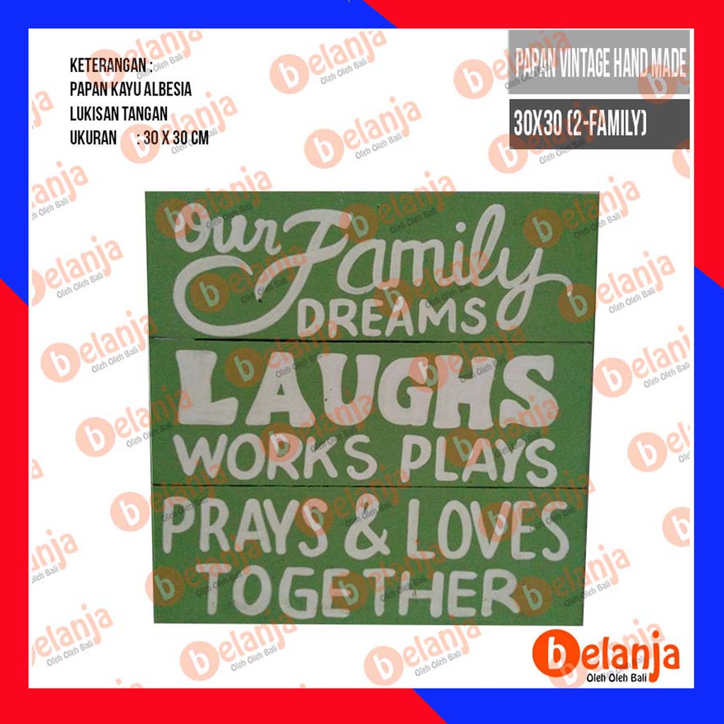 Papan Vintage Hand Made 30x30 (2-Family) Oleh oleh Khas Bali