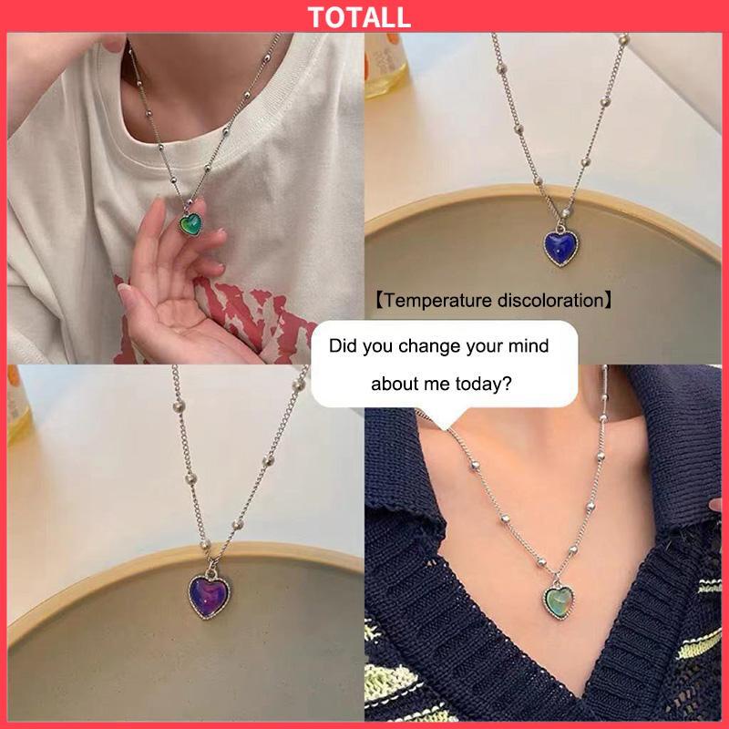 COD Kalung Cinta Berubah Warna Hangat Desain Niche Wanita Manis Keren Fashion Kalung All-Match-Totall