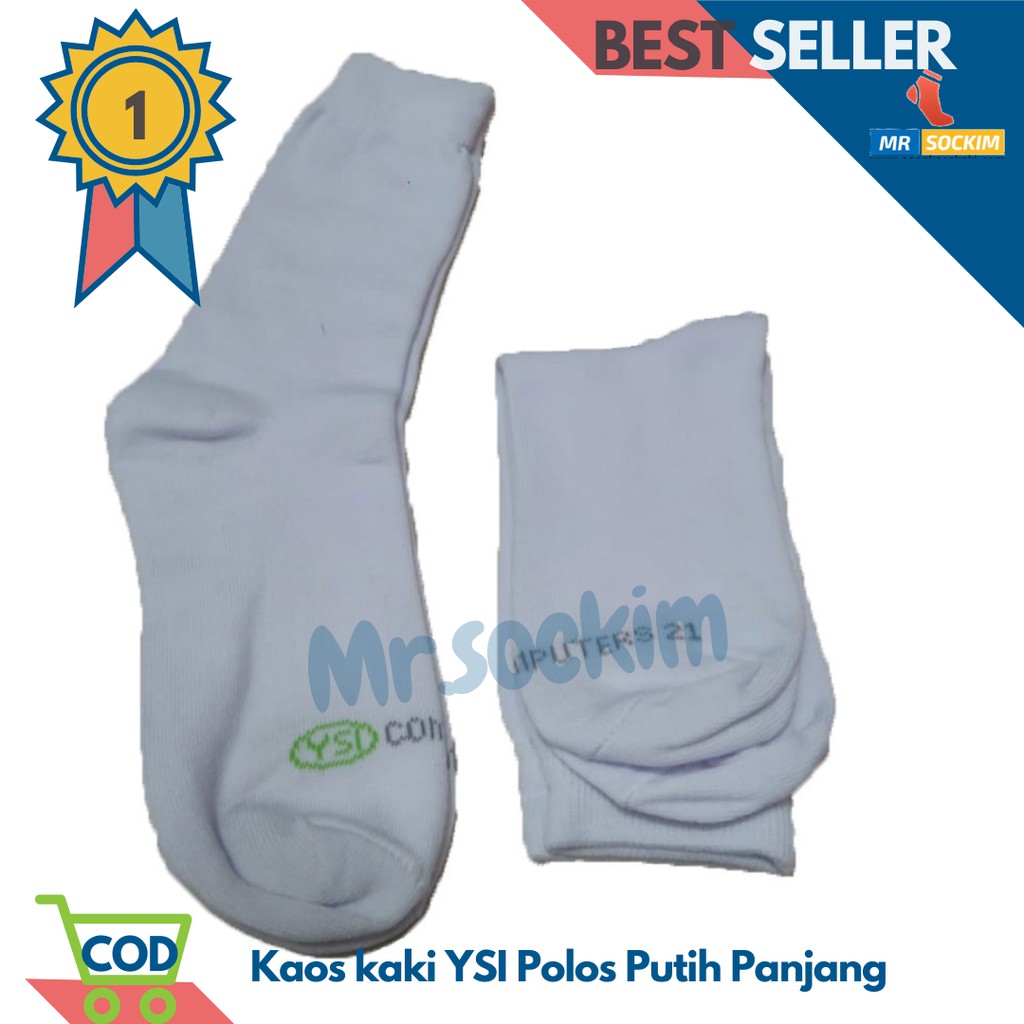 Kaos Kaki Sekolah Sd Smp Sma Putih Tapak Hitam YSI Computers Spandek Lusinan