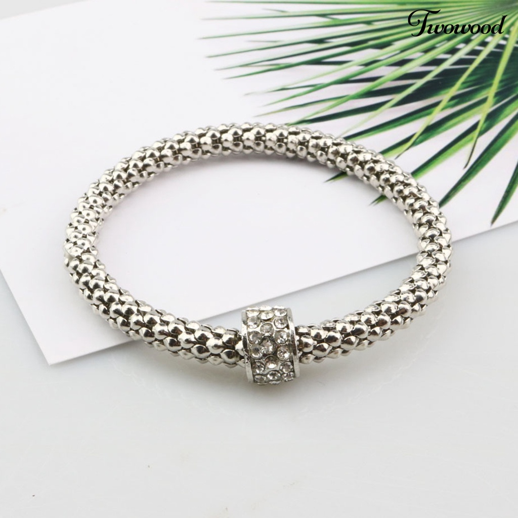 3pcs Gelang Rantai Berlian Imitasi Bahan Alloy Untuk Wanita