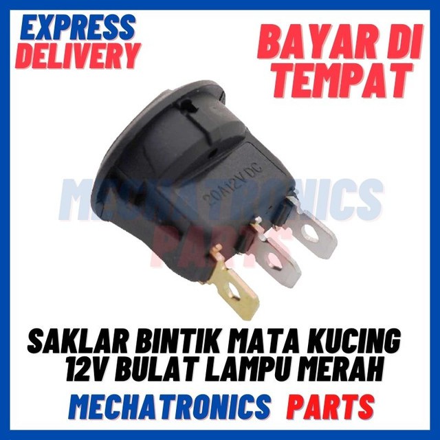 [SWI-9086] SAKLAR BINTIK MATA KUCING ROUND CAT EYE SWITCH 20MM 12V BULAT LAMPU MERAH